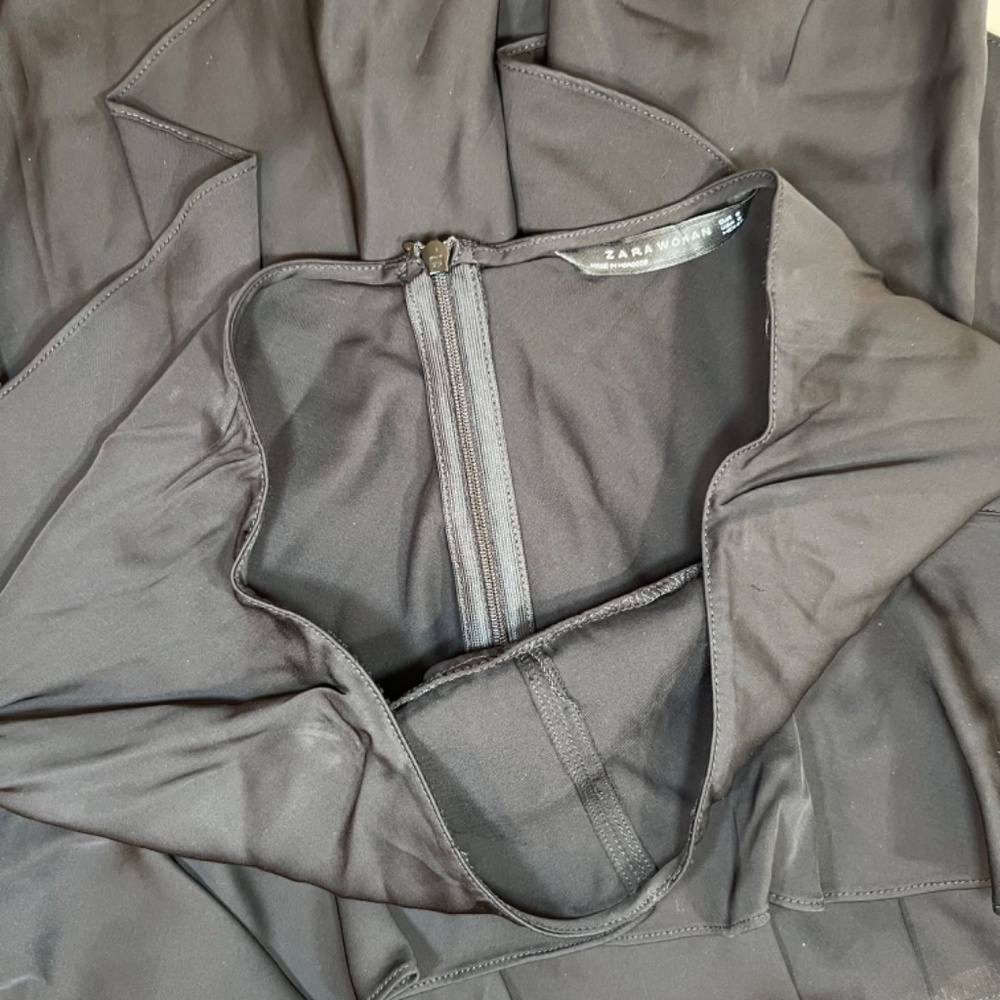 Zara Women Black Layered One Shoulder Dress Size Small - Picture 5 of 13